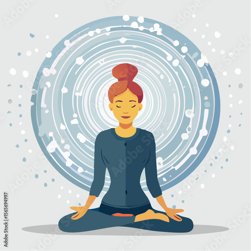 A symbolic vector of a person surrounded by lights and swirls to represent sensory overload. Calm colors, clean lines, and respectful tone.