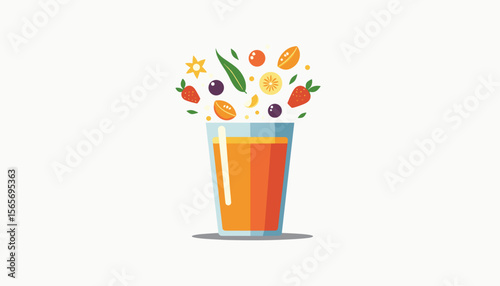 Vibrant smoothie bursting with fruits and ingredients, healthy lifestyle