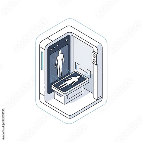 Medical scanner booth for full-body health check.