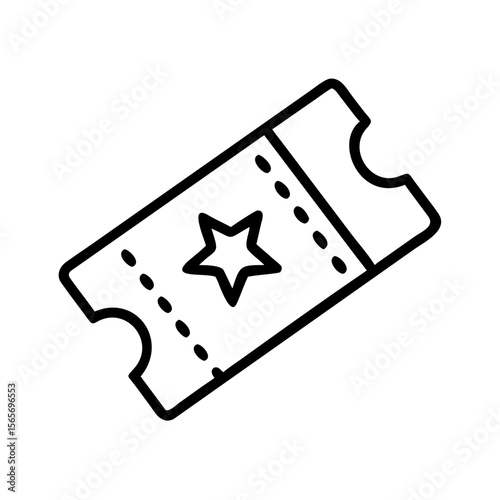 Ticket with star design on a transparent background, icon, vector 