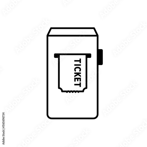Ticket printing from automated machine in simple line art style  
