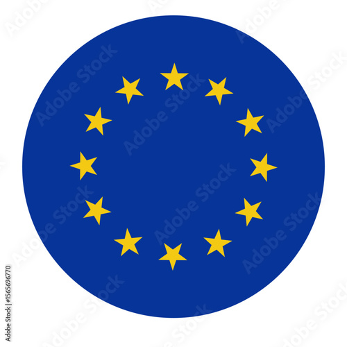 vector of a european union flag, European union flag round blue color yellow stars icon