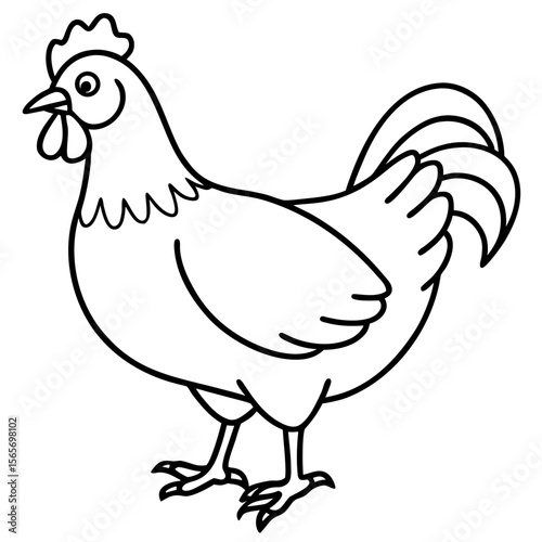 Minimal Chicken Line Illustration