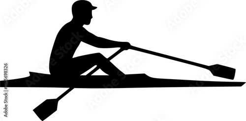 vector set of rowing silhouettes - vector. Transparent background PNG, cutout
