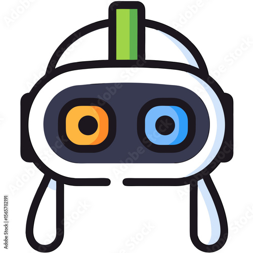 Modern Virtual Reality Headset Icon with Colorful Eyes - Futuristic Tech and Gaming Device