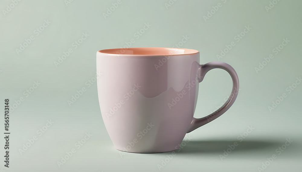 Minimalist White Ceramic Mug on Soft Background Minimalist White Ceramic Mug on Soft Background