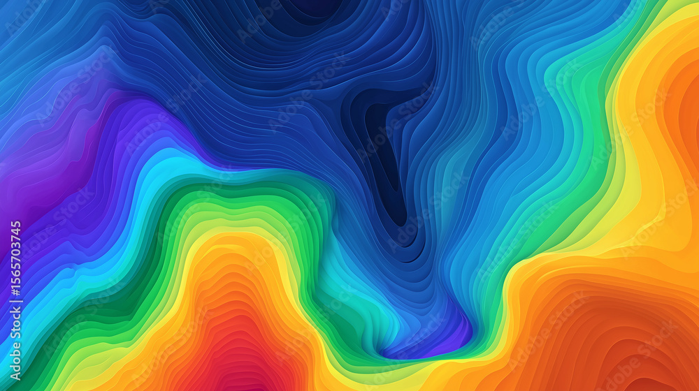 Obraz premium Colorful abstract background with flowing gradient lines forming a topographic map