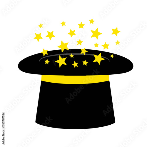 Black magician's hat with yellow stars sparkling for Halloween  