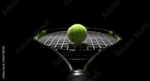 Tennis racket and ball close up