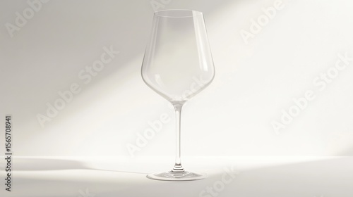 Elegant Empty Wine Glass on White Background Studio Photography Still Life Minimalist Design