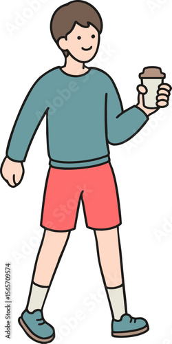 The man holding the coffee