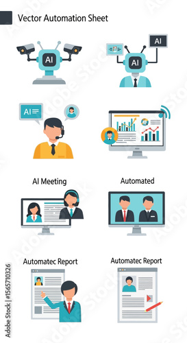 Wallpaper Mural Illustrations depicting various aspects of artificial intelligence and automation in a business context. Torontodigital.ca