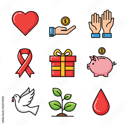 Charity & Donation Icons: Compassionate Vector Set for Nonprofits