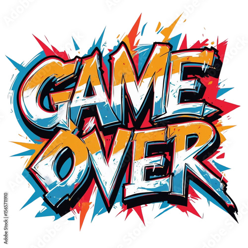 Download game over illustration vector graphic for free retro gaming arcade design element concept art style on transparent background