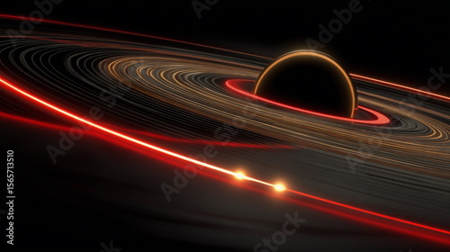 Model of a black hole with glowing accretion rings
