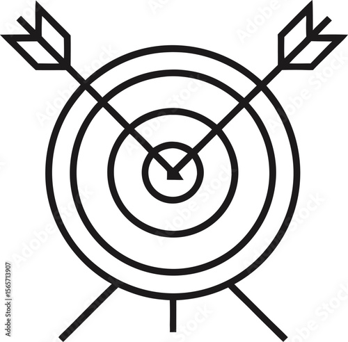 An outline icon target with arrows with white background.