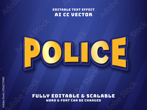 police text effect with gold color vector