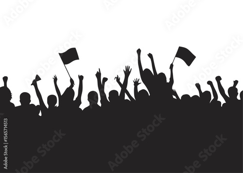 silhouettes of crowded people
