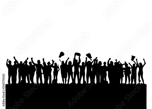 silhouettes of crowded people