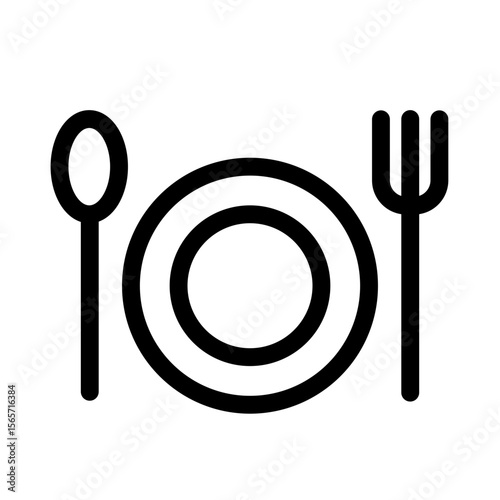 Dining Icon – Fork and Spoon Vector Symbol for Food Restaurant and Hotel Amenities