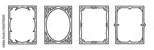 Collection of frames with rough lines. a set of vintage rough frames.