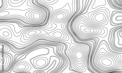 Abstract design of topographic contour lines on a clean white background, Designed in vector style, perfect for use in geographic.