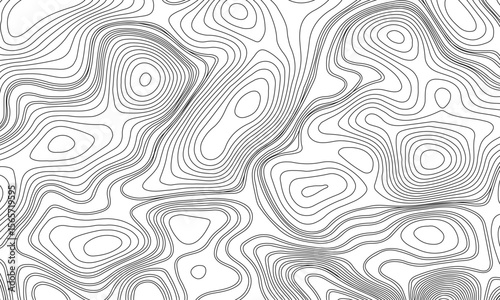 Abstract design of topographic contour lines on a clean white background, Designed in vector style, perfect for use in geographic.