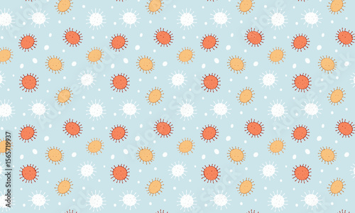 Cute Sun and Virus Pattern - Abstract Kids Science Seamless Background