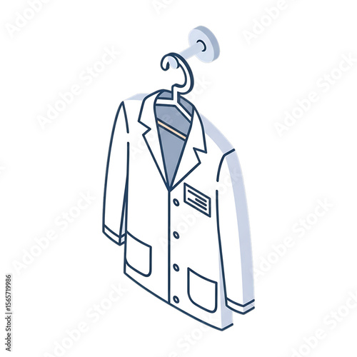 Doctor’s white coat hanging, symbolizing clinical professionalism.