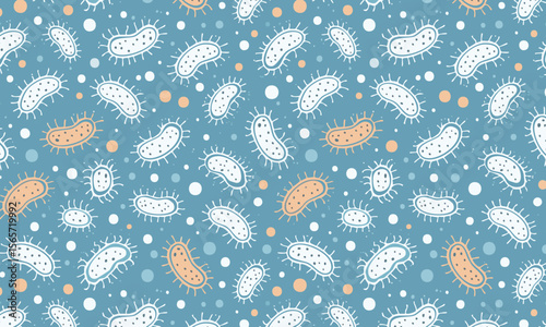 Hand Drawn Bacteria and Virus Pattern - Abstract Science Background