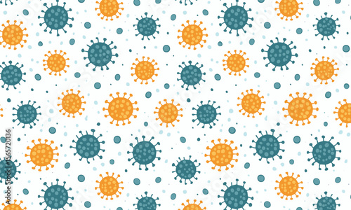 Cartoon Virus and Bacteria Pattern - Colorful Science Seamless Background