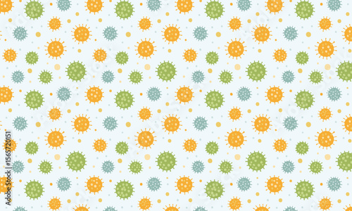 Cartoon Virus and Bacteria Pattern - Abstract Science Seamless Background