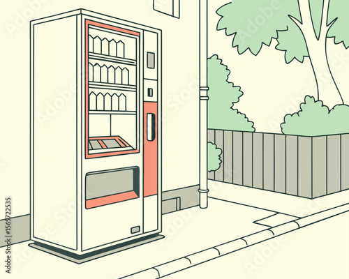 Vending Machine Outside a House with Nature Background for Urban Lifestyle Blogs, Convenience Articles, and Outdoor Living Websites  