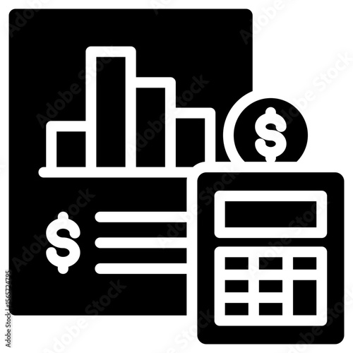 Budget calculation icon for accounting and finance business, website, application, printing, document, poster design, etc