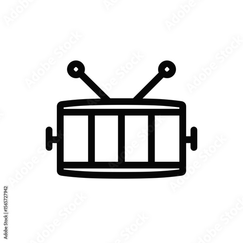 Marching drum icon with crossed drumsticks outline
