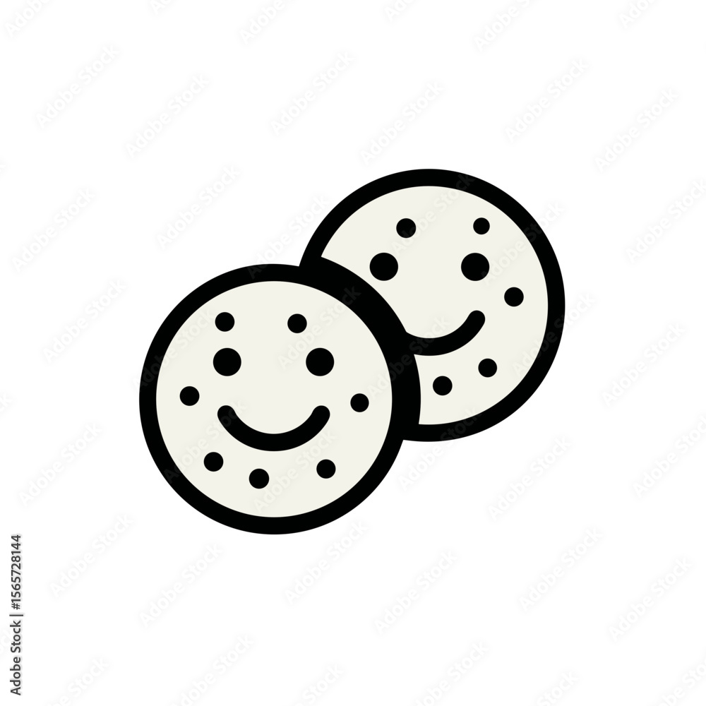 Fototapeta premium Two smiling cookies icon with minimal design 
