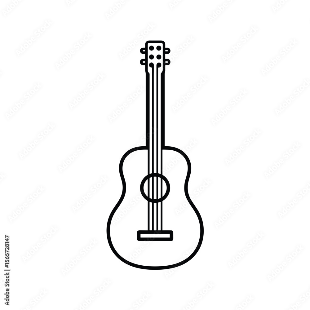 Fototapeta premium Minimal outline icon of acoustic guitar 