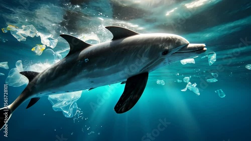 Wallpaper Mural Dolphin leaping through ocean water
 Torontodigital.ca