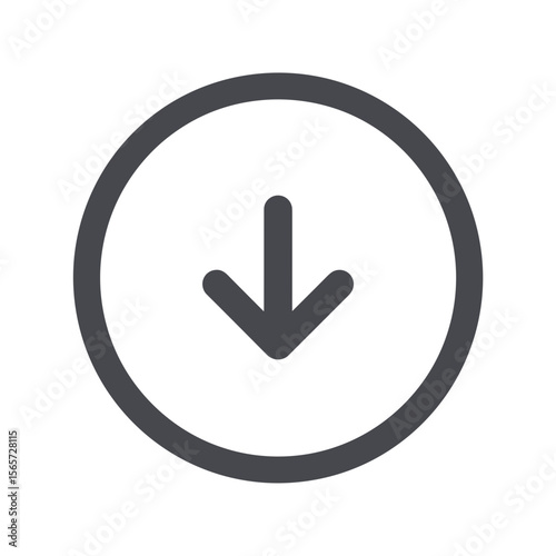Downward arrow in circle minimal icon
