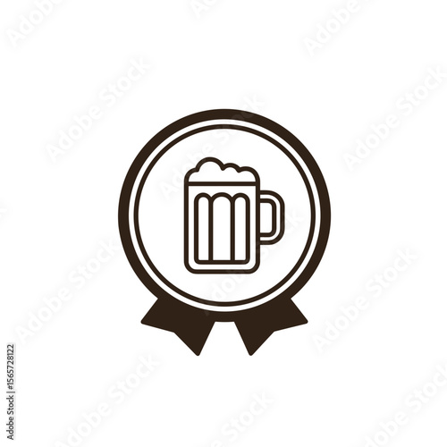 Beer mug inside a round badge award icon
