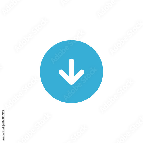 Blue downward arrow inside a circle for download
