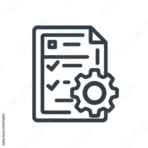 Gear with checklist document minimal icon
