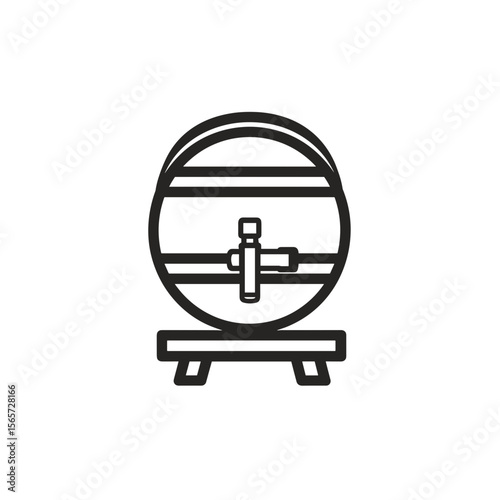 Wooden barrel with tap minimal outline icon

