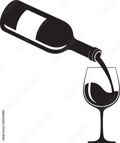 Wine Pour Black and White Illustration - Minimalist Beverage Art