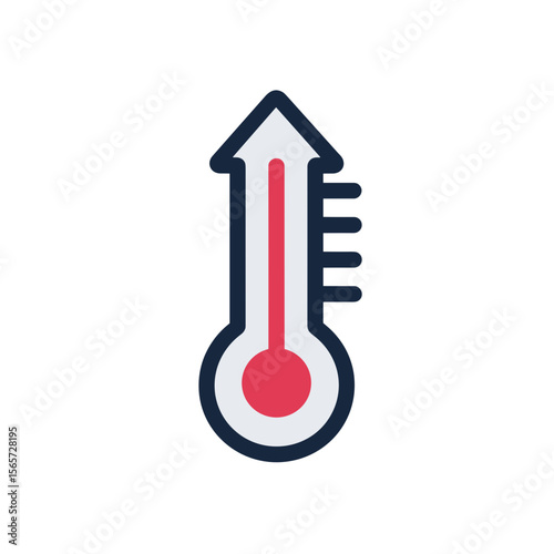 Thermometer icon with upward arrow indicating heat
