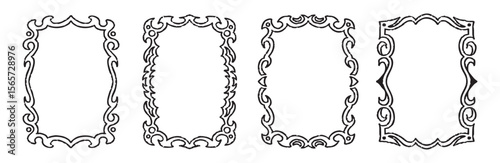 Collection of frames with rough lines. a set of vintage rough frames.