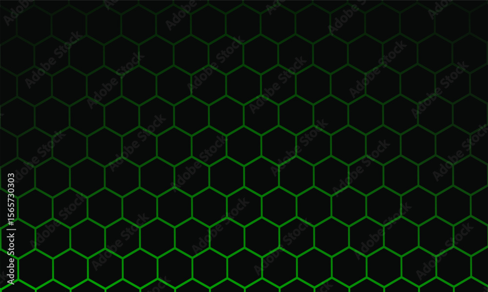 Black Hexagonal Pattern on Green Magma Background. Modern technology innovation concept. Modern background