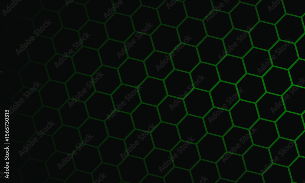 Black Hexagonal Pattern on Green Magma Background. Modern technology innovation concept. Modern background