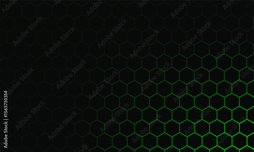 Black Hexagonal Pattern on Green Magma Background. Modern technology innovation concept. Modern background