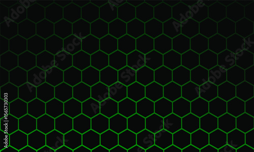 Black Hexagonal Pattern on Green Magma Background. Modern technology innovation concept. Modern background